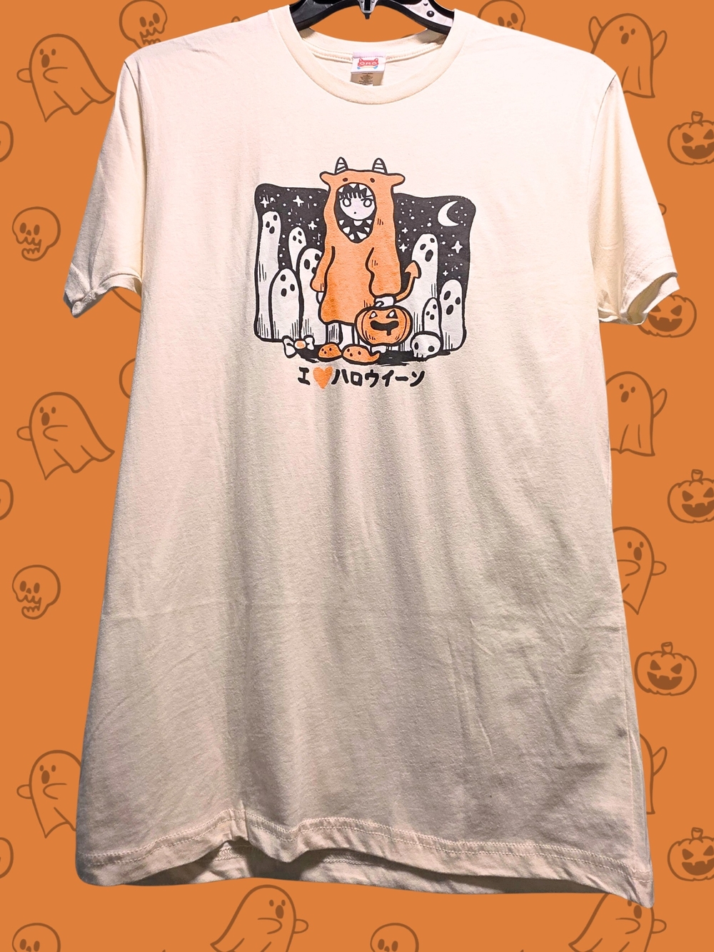 I❤️Halloween Graphic Tee - Cream & Orange